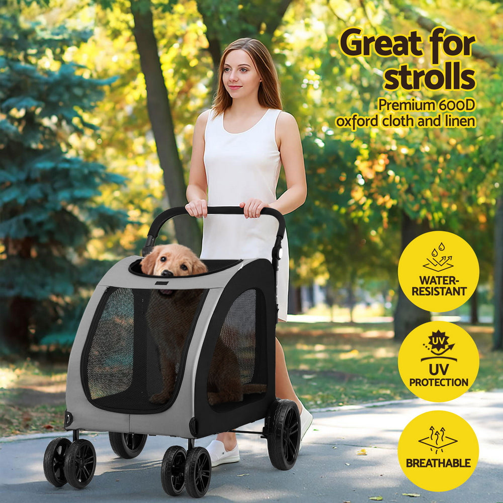 i.Pet Pet Stroller Dog Pram Large Carrier Cat Travel Foldable Strollers 4 Wheels Trolley-3