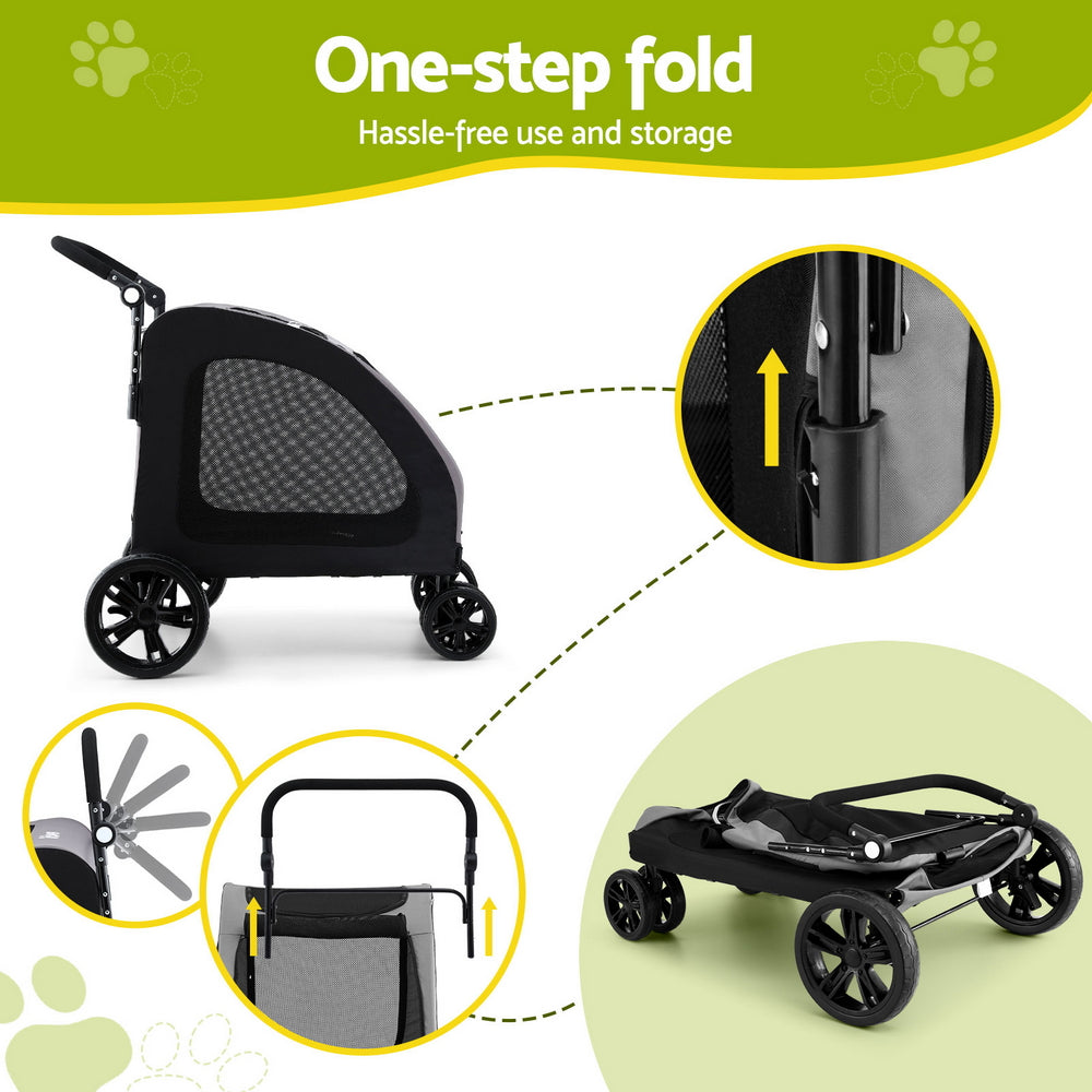 i.Pet Pet Stroller Dog Pram Large Carrier Cat Travel Foldable Strollers 4 Wheels Trolley-4