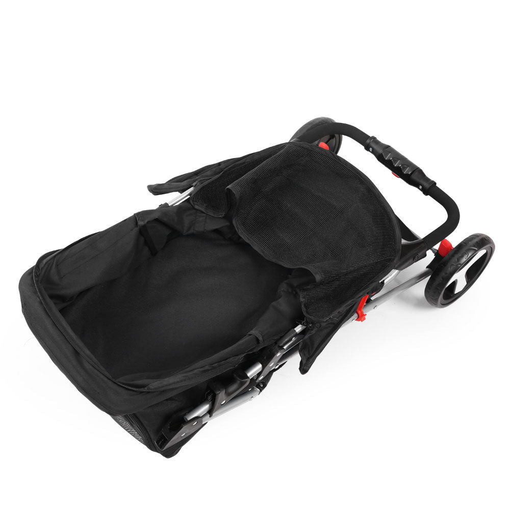 NNEDSZ 3 Wheel Pet Stroller - Black-2